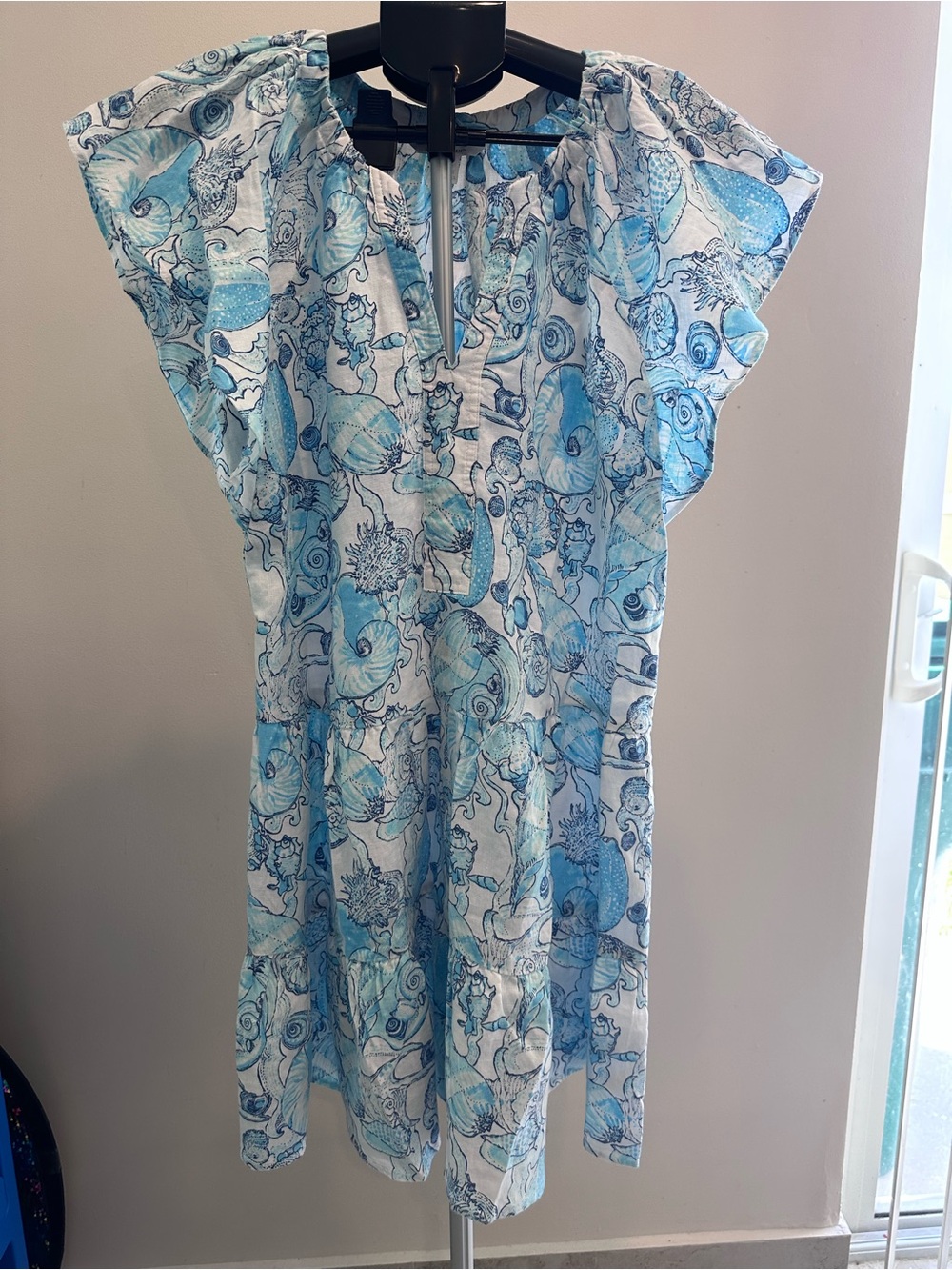 Lilly Pulitzer Blue Seashell Flutter Midi Dress